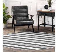 nuLOOM Lena - Tappeto a righe lavabile in lavatrice, 8' rotondo, grigio