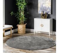 nuLOOM Loni - Tappeto rotondo in tinta unita, lavabile in lavatrice, 1,2 m, colore: Grigio