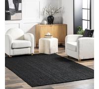 nuLOOM Rigo - Tappeto in iuta intrecciato a mano, 2 x 3 cm, colore: nero, design rustico, fibra naturale, per camera da letto, soggiorno, sala da pranzo, corridoio, ufficio, cucina, ingresso