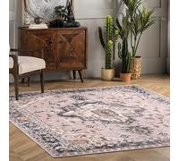 nuLOOM Sasha - Tappeto ultra sottile con medaglione, lavabile in lavatrice, 6 x 90 cm, colore: rosa