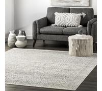 nuLOOM SpinClean, Tappeto antimacchia Lavabile in Lavatrice, con Retro Antiscivolo, a Basso Profilo, per Soggiorno, Camera da Letto e Sala da Pranzo, Colore: Grigio