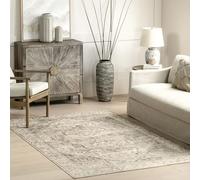 nuLOOM SpinClean, tappeto antimacchia lavabile in lavatrice, con retro antiscivolo, a basso profilo, per soggiorno, camera da letto e sala da pranzo, colore: grigio/marrone chiaro