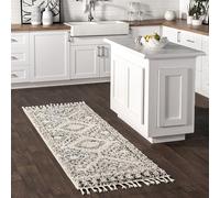 nuLOOM Vasiliki - Tappeto marocchino con nappe, 60 x 30 cm, rettangolare, spessore 3 cm, colore: bianco sporco
