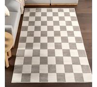 Nuloom Zhuri - Tappeto a scacchi, lavabile in lavatrice, per soggiorno, camera da letto, sala da pranzo, ingresso, corridoio, colore: crema