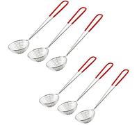Nuluxi Acciaio Inossidabile Utensile da Cucina per Scolapasta Accessori per Fonduta Acciaio Inox Manico Lungo Maglia Fine Setaccio da Cucina Adatto per Pasta Riso Farina Zucchero e Tè (6 Pezzi, Rosso)