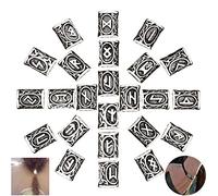 Nuluxi Perline di rune vichingo, antiche, barba, vichingo, anelli, bracciale antico, barba, capelli e durevole, design unico, adatto per bracciale, collana, ciondolo, barba, dreadlocks e capelli (24
