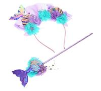 NULYLU 1set Accessori Da Festa Per Bambine Coroncina e Bacchetta Sirena Per Eventi e Carnevali Decorazioni Per Feste Tema Sirena