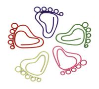 NULYLU 24 Pezzi Graffette Creative a Forma di Piccoli Piedi in Metallo Colorato, Forza di Aggancio Forte e Resistente, per Foto e Ufficio Colore Casuale