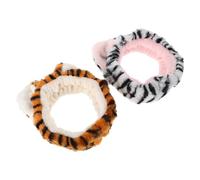 NULYLU 2pezzi Fascia Per Viso Con Orecchie Animali Stile Tigre Headband Morbido Per Makeup e Skincare Elastico Per Lavaggio Viso e Applicazione Maschera Colori