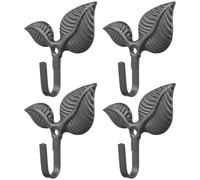 NULYLU 4 Ganci Decorativi in Ferro Battuto a Forma di Foglia, Robusti e Rustici, per Appendere Asciugamani e Accessori in Bagno e Corridoio
