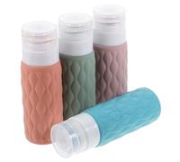 NULYLU 4pezzi Falconi Da Viaggio in Silicone Per Lozione Shampoo e Balsamo Erogazione Rapida e Custodia Pratica Per Articoli Da Toeletta