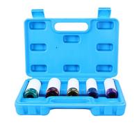 NULYLU 5 Pezzi Set di Bussole Protettive per Dadi Ruota, Esagonali Rosse | Misure 15 17 19 21 22mm, Metallo e Lega, Custodia Ordinata, Officina e Soccorso Stradale