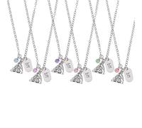 NULYLU 6 Pezzi Collana Pendente Pizza con Cristalli per Amiche in Lega Argento, Design alla Moda e Lavorazione Fine, per Festa della Mamma e Laurea Colore