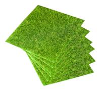 NULYLU 6 Pezzi Tappeto Erboso Finto in PVC Resistente all'Usura Forma Realistica Verde per Decorazione Rustica da Esterno e Scene Shadowbox