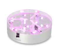 NULYLU Base LED Rotonda da 10cm per Vetro e Cristalli Luci Rgb Multicolore, Effetto Illuminazione D'accento, Materiale Plastico Argento senza Batteria per Uso Domestico