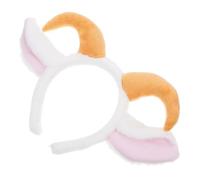 NULYLU Cerchietto con Corna di Capra e Orecchie D'agnello in Peluche Bianco, Resistente alla Deformazione ed Elastico, per Feste e Costumi di Animali in Fattoria