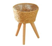 NULYLU Cestino per Piante Intrecciato in Legno Gambe, Portavaso da Terra per Balcone, Base Stabile per Vaso di Fiori Lavorazione Artigianale Liscia