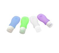 NULYLU Da Viaggio in Silicone Ricaricabile Per Lozione Shampoo e Crema Viso Approvato Per Aerei Senza Bpa in Viola, Verde Acqua, Azzurro e Trasparente Da 89 Ml