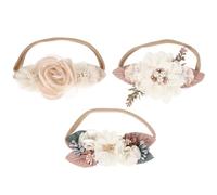 NULYLU Fasce per Chioma Neonata 3 Pezzi Fiore a Forma di Sfera Rosa, Comode e Delicate per Pelle Sensibile, Accessori per Foto e Cerimonie