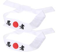 NULYLU Fascia Ninja Giapponese in Cotone 2 Pezzi, Fascia Testa Uomo Lunga e Confortevole per Sport e Costume Chef Sushi