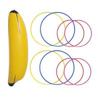 NULYLU Gioco del Lancio della Banana Gonfiabile in Plastica 68 Cm 8 Anelli Colorati per Feste di Addio al Nubilato e Decorazioni Divertenti per Party Estivi Colore Casuale