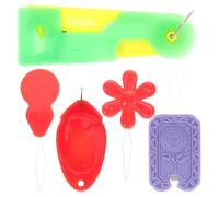 NULYLU Infila Ago in Plastica 5 Pezzi Forme Divertenti a Pollice e Fiore, Strumento Facile da Usare e Riutilizzabile per Cucito Manuale e Macchine da Cucire Colore Casuale