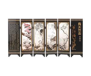 NULYLU Mini Paravento Pieghevole Decorativo in Stile Cinese, Divisorio per Ambienti Ripiani in Materiale Stabile, Ornamento da Tavolo per Casa e Ufficio, Regalo per Amanti della Cultura