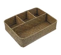 NULYLU Organizzatore per Postazione Caffè in Giunco Fatto a Mano Scomparti, Cesto Portaoggetti Rustico per Cucina e Snack, Design Naturale e Stile Country