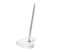 NULYLU Penna per Cerimonia Nuziale con Base a Forma di Cuore in Acrilico e Metallo Argento, Elegante e Stabile, per Libro Firme Matrimonio e Ricevimento