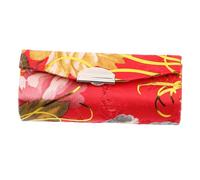 NULYLU Porta Rossetto Seta Con Specchio Per Donne Astuccio Cosmetico Portatile Con Ricamo Floreale Borsa Per Trucco Vintage Rossa e Versatile