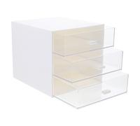 NULYLU Scatola Portaoggetti per Ufficio a 3 Strati in Abs e Pp, Contenitore Trasparente Stile Cassetto, Organizer Scrivania Multiuso per Casa e Studio, Custodia Visibile per Cosmetici