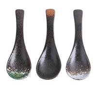 NULYLU Set 3 Cucchiai in Ceramica Stile Giapponese per Zuppa e Riso, Resistenti e Confortevoli, Colore Assortito per Cucina di Casa e Ristorante Colore Casuale