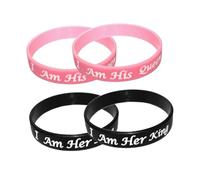 NULYLU Set 4 Braccialetti Silicone Coppia Nero e Rosa Lettere Romantiche Stampa, Decorazione Polso per Festa di San, Design Creativo e Materiale Morbido