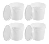 NULYLU Set 4 Secchi di Plastica Alimentare con Coperchio e Manico, Contenitori Sigillati da 1 Litro per Acqua, Vernice e Olio, Secchi Rotondi e Quadrati Portatili per Uso Domestico