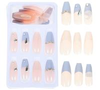 NULYLU Set Unghie Finte Decorative da Donna Colla Resistente, Punte Lunghe Trasparenti Motivo Stelle e Fasi Lunari, Manicure per Feste, Saloni di Bellezza e Uso Quotidiano