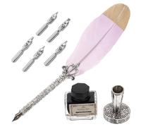 NULYLU Set Vintage di Penna Piuma in Acciaio Versatile per Calligrafia Decorazione da Scrivania Elegante e Delicata in Stile Retrò Porpora