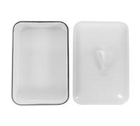 NULYLU Teglia Smaltata Bianca 24x16 Cm Coperchio, Leccarda da Forno Pratica e Facile da Pulire, per Feste del Weekend e Riunioni in Famiglia