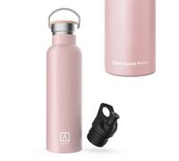 NUMADA-Bottiglia personalizzata con nome rosa 600ml in acciaio inossidabile con rivestimento in ceramica | 24H freddo e 12H caldo | Bocca larga | Senza BPA | Include 2 cappellini (1 sport) e borsa