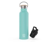Numada - Bottiglia termica in acciaio inox 600ml Verde con due pareti sottovuoto e rivetti in ceramica, mantiene fresca 24H e calore 12H | Bocca lunga | Senza BPA | Include 2 spine (1 sport)