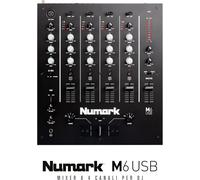 Numark M6 USB Mixer Pro x Dj a 4 canali, con connessione USB per computer, Nero