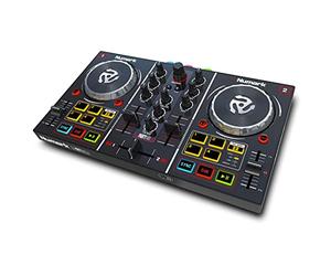 Numark Party Mix - Console DJ a 2 Canali per Serato DJ Lite, con Scheda Audio Integrata, Presa Cuffie, Controlli Pad, Crossfader, Jog Wheel e Luci da Discoteca
