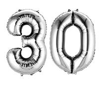 Number Bunch 30 Supershape Silver Foil Balloons 34"/"86cm -