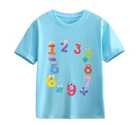 Number Day Girls and Boys Kids T Shirts Fun Colorful Numbers Baby T Shirt Girl S, Celeste., 10-11Years