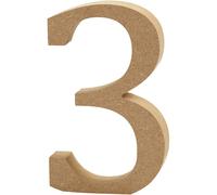 Number, H: 8 cm, MDF, 3, 1pc