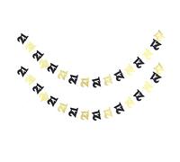 Number Hanging Banner 2 Pcs | 2.2m Paper Flags for Birthday Party Decoration | 18/21 / 30/40 / 50/60 Age Options | Wedding/Studio Props/Photo Backdrop (21)