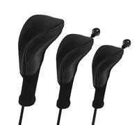 Number-one Set di 3 coperture per mazze da golf ibridi per driver Fairway Woods, set di 3 coperture per mazze da golf a collo lungo con etichette intercambiabili n. 3 4 5 6 7 X (nero)