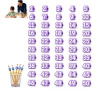 Number Pencil Topper,Reusable Pencil Label,Pencil Tracking Marker，Purple-50