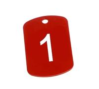Number Tag Rectangular Aluminum Plate Personalized Customized Keyring Club ID Card Anti-lost Series Keychain Per Hotel(Red,1-100)