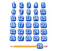 Number Tags - Reusable School Pencil Cap Toppers, Stationery Sorting Label