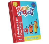 Numberblocks and Alphablocks Red Level 1 - 6 Workbooks Set Collection With Stickers (Numberblocks Numbers and Counting, Adding and Subtracting, Puzzles and Games, Alphablocks Early Words & 2 More)